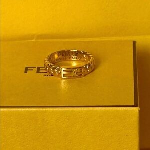 Fendi Gold Ring NWOT with Fendi box and Fendi paper shopping bag